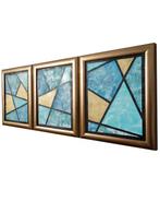 Ksavera - Abstract A1186 - triptych in gold frame, Huis en Inrichting, Nieuw
