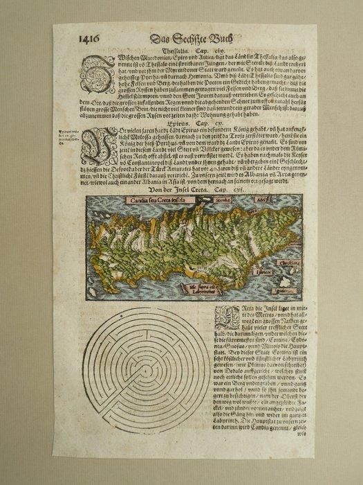 Griekenland - Crete; Sebastiaan Münster - Candia seu Creta, Livres, Atlas & Cartes géographiques