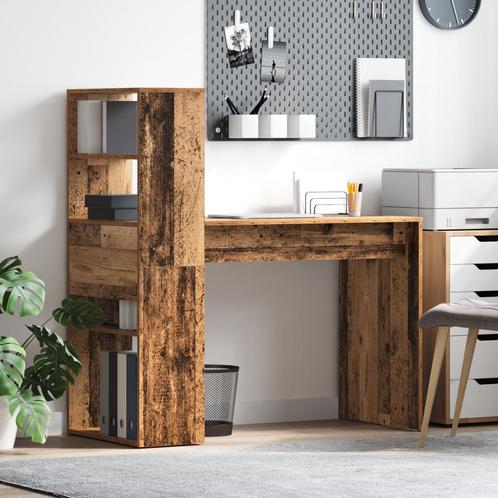 vidaXL Bureau met Opslag in Oud Hout 113x54x120 cm, Huis en Inrichting, Bureaus, Nieuw, Verzenden