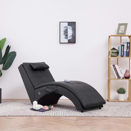 vidaXL Massage chaise longue met kussen kunstleer zwart, Huis en Inrichting, Zetels | Zetels en Chaises Longues, Nieuw, Verzenden