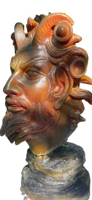 sculptuur, Testa di fauno danzante - 44 mm - Was, Antiek en Kunst, Antiek | Keramiek en Aardewerk