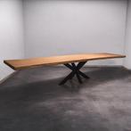 Boomstamtafel, Eettafel 428x100 massief hardhout, metaalpoot, 200 cm of meer, 50 tot 100 cm, Nieuw, Robuust Modern