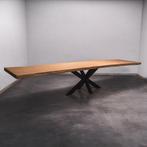Boomstamtafel, Eettafel 428x100 massief hardhout, metaalpoot, Overige houtsoorten, Robuust Modern, Vijf personen of meer, Rechthoekig