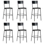 vidaXL Barstoelen 6 st massief multiplex staal zwart, Verzenden, Nieuw