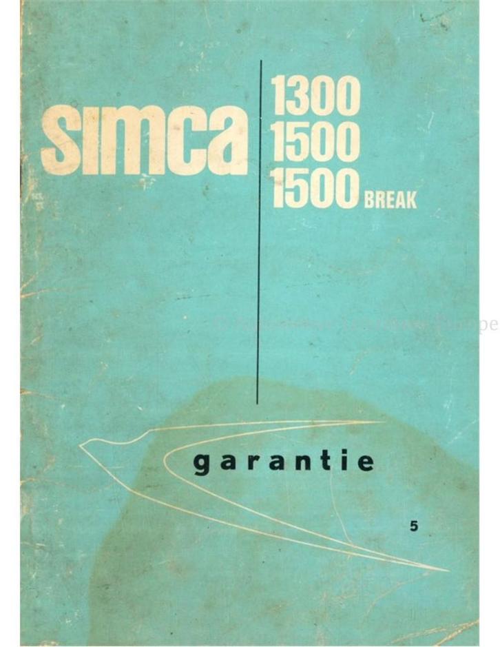 1965 SIMCA SERVICE & GARANTIE HANDLEIDING NEDERLANDS, Auto diversen, Handleidingen en Instructieboekjes