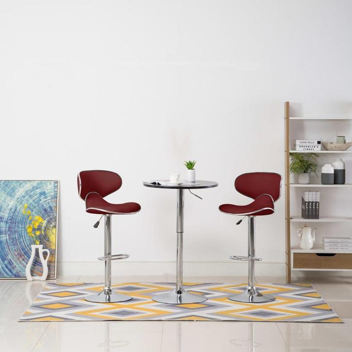 vidaXL Barkrukken 2 st kunstleer wijnrood, Huis en Inrichting, Barkrukken, Nieuw, Verzenden