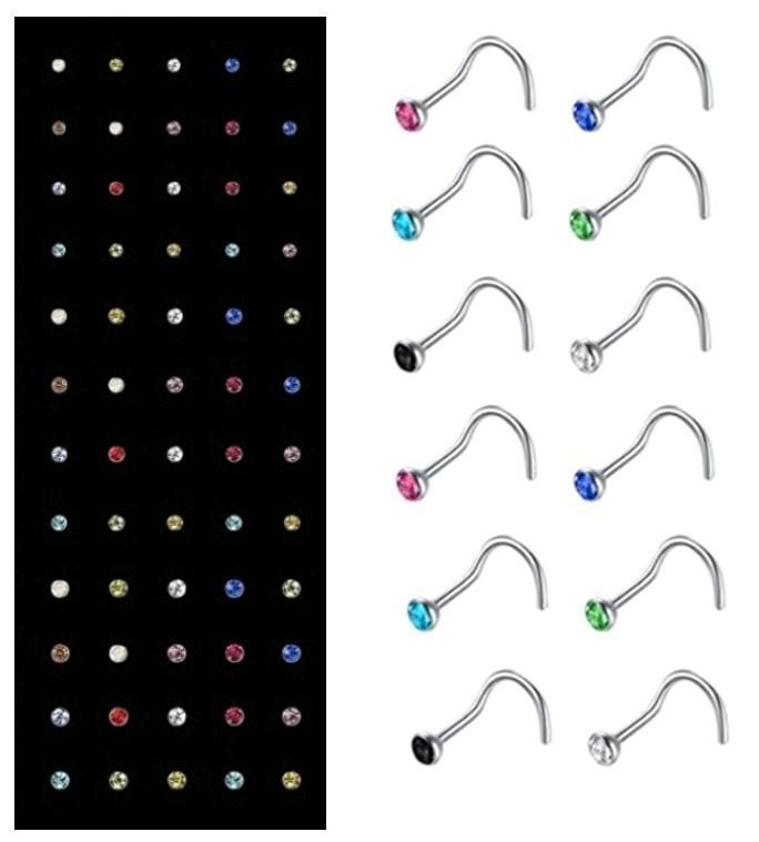 Fako Bijoux® - Neuspiercing - Bocht Kristal - Gekleurd - 60, Handtassen en Accessoires, Piercings, Verzenden