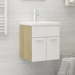 vidaXL Wastafelkast 41x38,5x46 cm bewerkt hout wit en sonoma, Huis en Inrichting, Badkamer | Badkamermeubels, Verzenden, Nieuw
