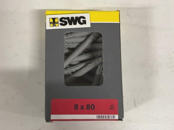 Veiling - 6x SWG nylon plug 8x80mm 20-pack, Doe-het-zelf en Bouw, IJzerwaren en Bevestigingsmiddelen