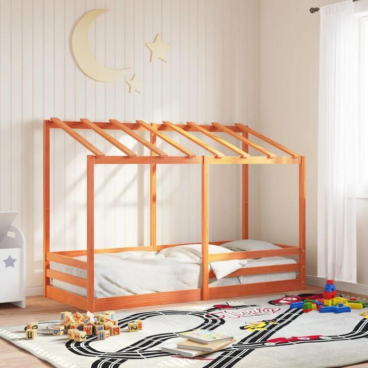 vidaXL Kinderbed met bedhuis 75x190 cm massief grenenhout, Huis en Inrichting, Slaapkamer | Bedden, Nieuw, Verzenden