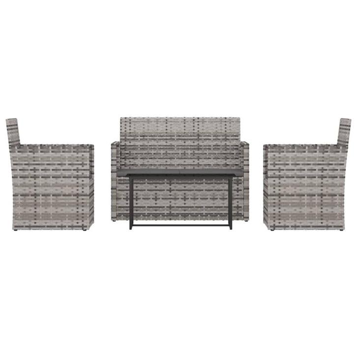 Loungeset Poly Rattan Grijs Retour Deal -40% Korting!, Tuin en Terras, Tuinsets en Loungesets, Nieuw, Kunststof, Loungeset, 4 zitplaatsen