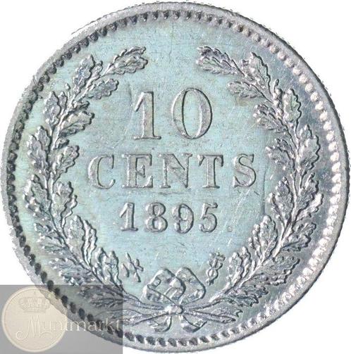 Pays-Bas. Wilhelmina. 10 cent 1895 met en zonder punt, Postzegels en Munten, Munten | Nederland