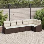 vidaXL 6-delige tuinset met kussens in bruin poly rattan, Verzenden, Nieuw