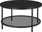 Salontafel - glazen tafelblad - diameter 65 cm - marmerlook, Huis en Inrichting, Verzenden, Nieuw