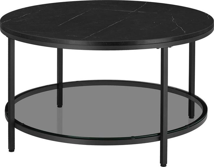 Salontafel - glazen tafelblad - diameter 65 cm - marmerlook, Huis en Inrichting, Tafels | Salontafels, Verzenden