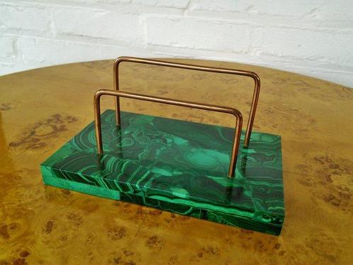 Malachiet Art Deco brievenhouder - Brievenhouder - Brons,, Antiek en Kunst, Kunst | Designobjecten