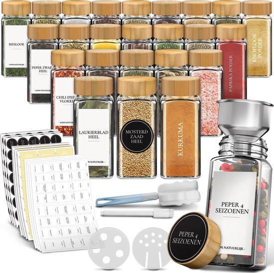2dekans | Soothe 24 Glazen Kruidenpotjes Vierkant met Bamboe, Huis en Inrichting, Keuken | Keukenbenodigdheden, Ophalen of Verzenden