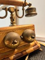 Analoge telefoon - Messing, Hout, leer - Originele