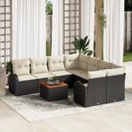 vidaXL 9-delige ligzetel met kussens zwart poly rattan, Verzenden, Nieuw