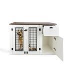 MaxxPet Houten Hondenbench 111x60x75cm - Wit-Walnoot (Dier), Ophalen of Verzenden