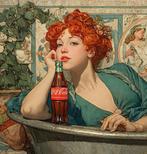 I_KONIQ - Vintage Enjoy Coca-Cola in Mucha oilpaint style