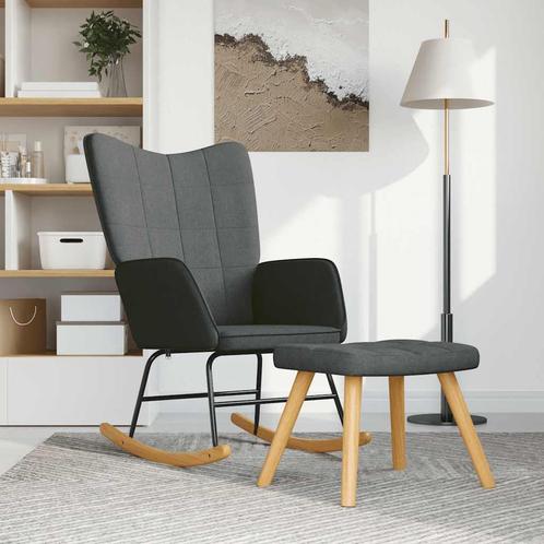 vidaXL Schommelstoel met voetenbank stof donkergrijs, Huis en Inrichting, Stoelen, Nieuw, Verzenden