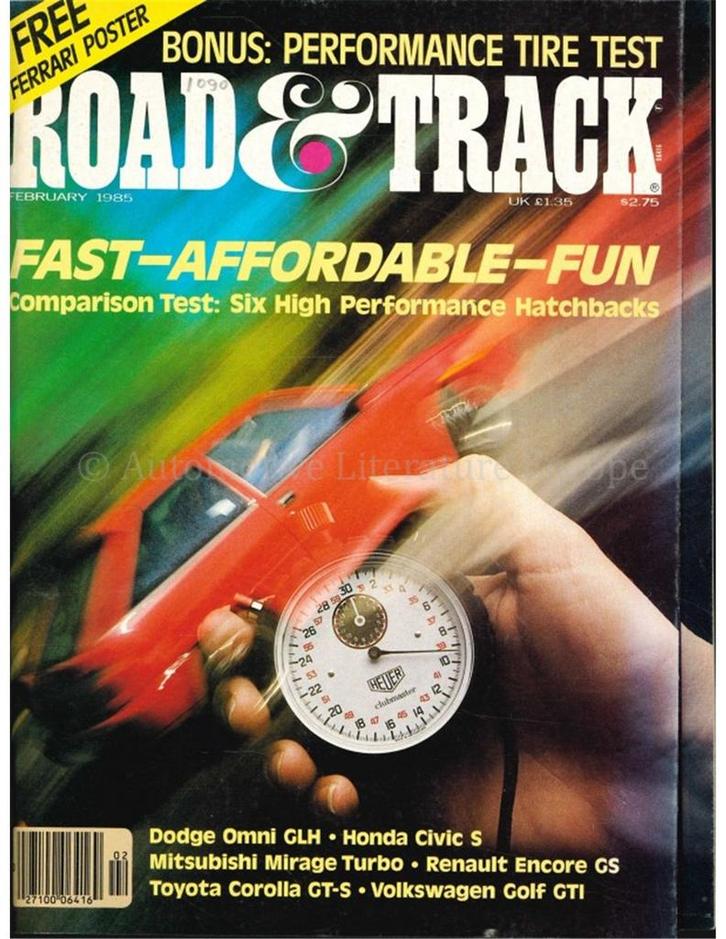 1985 ROAD AND TRACK MAGAZINE FEBRUARI ENGELS, Boeken, Auto's | Folders en Tijdschriften