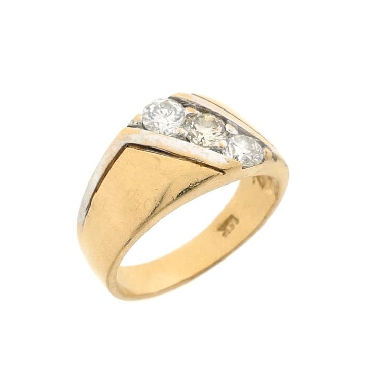 Bicolor gouden ring met diamant | 0,90 ct. (gouden sieraden), Handtassen en Accessoires, Ringen, Dame, Met edelsteen, Overige kleuren