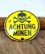 Emaille bord - Pas op mijnen! - Emaille