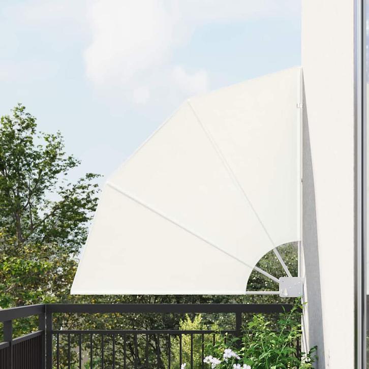 vidaXL Balkon Privacy Scherm Crème 115 x 115 cm Polyester, Tuin en Terras, Parasols, Nieuw, Verzenden
