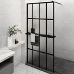 vidaXL Paroi de douche avec étagère Noir 118x190cm Verre, Verzenden