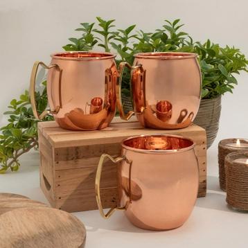 Puur Koperen Set 3 Mokken Glad - 3 x 470 ml beschikbaar voor biedingen