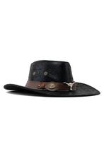 Cowboyhoed Zwart Leer Stier Zwarte Leren Leatherlook Cowboy, Ophalen of Verzenden, Nieuw