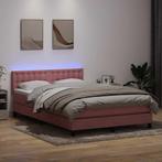 vidaXL Boxspring met matras en LED fluweel roze 160x220 cm, Huis en Inrichting, Verzenden, Nieuw