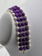 Bracelet - 18 carats Or blanc Améthyste - Perle