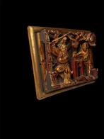 Panneau en bois sculpté et doré - Chine - Dynastie Qing, Antiquités & Art