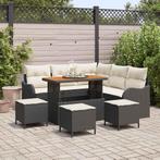 vidaXL Tuinbank Set 9 pcs Zwart poly rattan, Tuin en Terras, Verzenden, Nieuw