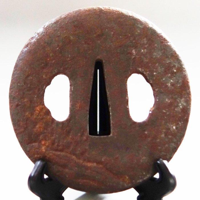 Tsuba japonais antique en fer, motif de vague (signé,, Antiquités & Art, Antiquités | Autres Antiquités