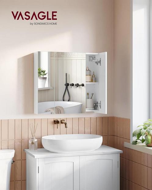 Badkamerkast met spiegel - 60x15x55 cm - spiegelkast, Huis en Inrichting, Badkamer | Badkamermeubels, Verzenden