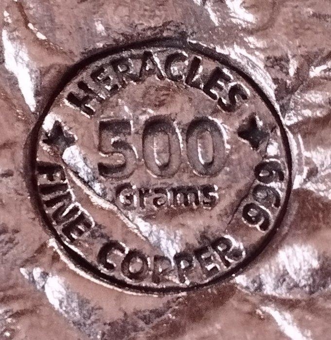 1 kilogram .999 - Copper - Fonderie Heracles - France - Met, Postzegels en Munten, Edelmetalen en Baren