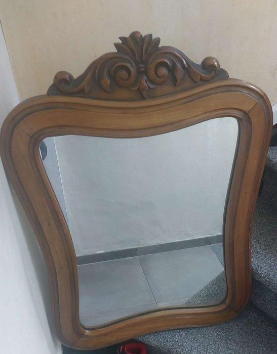Spiegel - Hout - France massief barok, Antiek en Kunst, Curiosa en Brocante