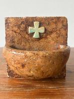 Antiek Wijwatervat - 1850-1900 - Geglazuurd met kruis, Antiek en Kunst