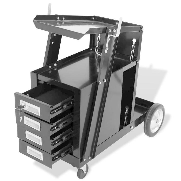 TM Laswagen , Lastrolley met 4 lades zwart Model 2, Auto diversen, Autogereedschap, Verzenden