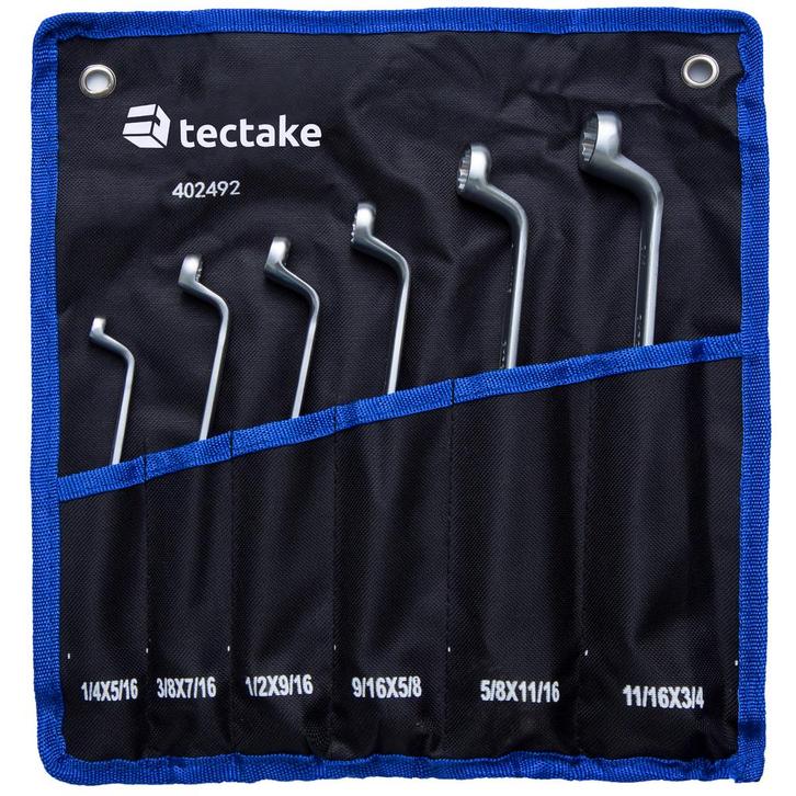 tectake Dubbele ringsleutelset 6-delig - zwart, Doe-het-zelf en Bouw, Gereedschap | Handgereedschap, Verzenden