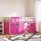 vidaXL Stapelbed met gordijnen 90x200 cm grenenhout roze, Huis en Inrichting, Slaapkamer | Bedden, Verzenden, Nieuw