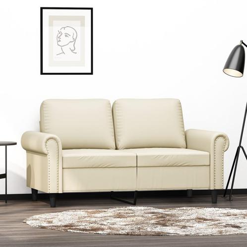 vidaXL Tweezitsbank 120 cm kunstleer crèmekleurig, Huis en Inrichting, Zetels | Zetels, Nieuw, Verzenden