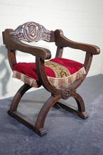 Fauteuil - Bois, Velours - Chaise Dagobert antique, Antiquités & Art