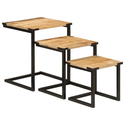 vidaXL Tables basses gigognes 3 pcs bois massif de, Maison & Meubles, Tables | Tables de salon, Neuf, Envoi
