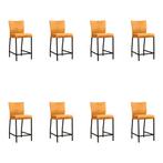 Set van 8 Leren barkrukken Revolt laag - Kenia Cognac, Ophalen of Verzenden