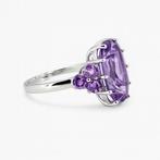 Zonder Minimumprijs - Ring Verguld, Zilver Amethist - 18kt, Handtassen en Accessoires, Ringen, Nieuw